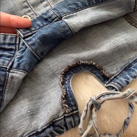 One Teaspoon Button Down Distressed Chambray  Top - Picture 12 of 16